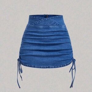 Women's Plain And Simple Denim Mini Skirt For Daily Wear